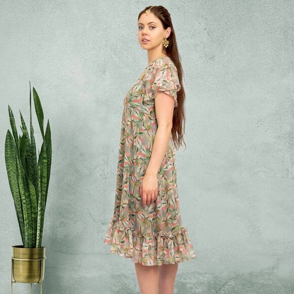 Green Printed Dress | Harmony Hues Collection | Muvvas Boutique - Picture 4 of 5